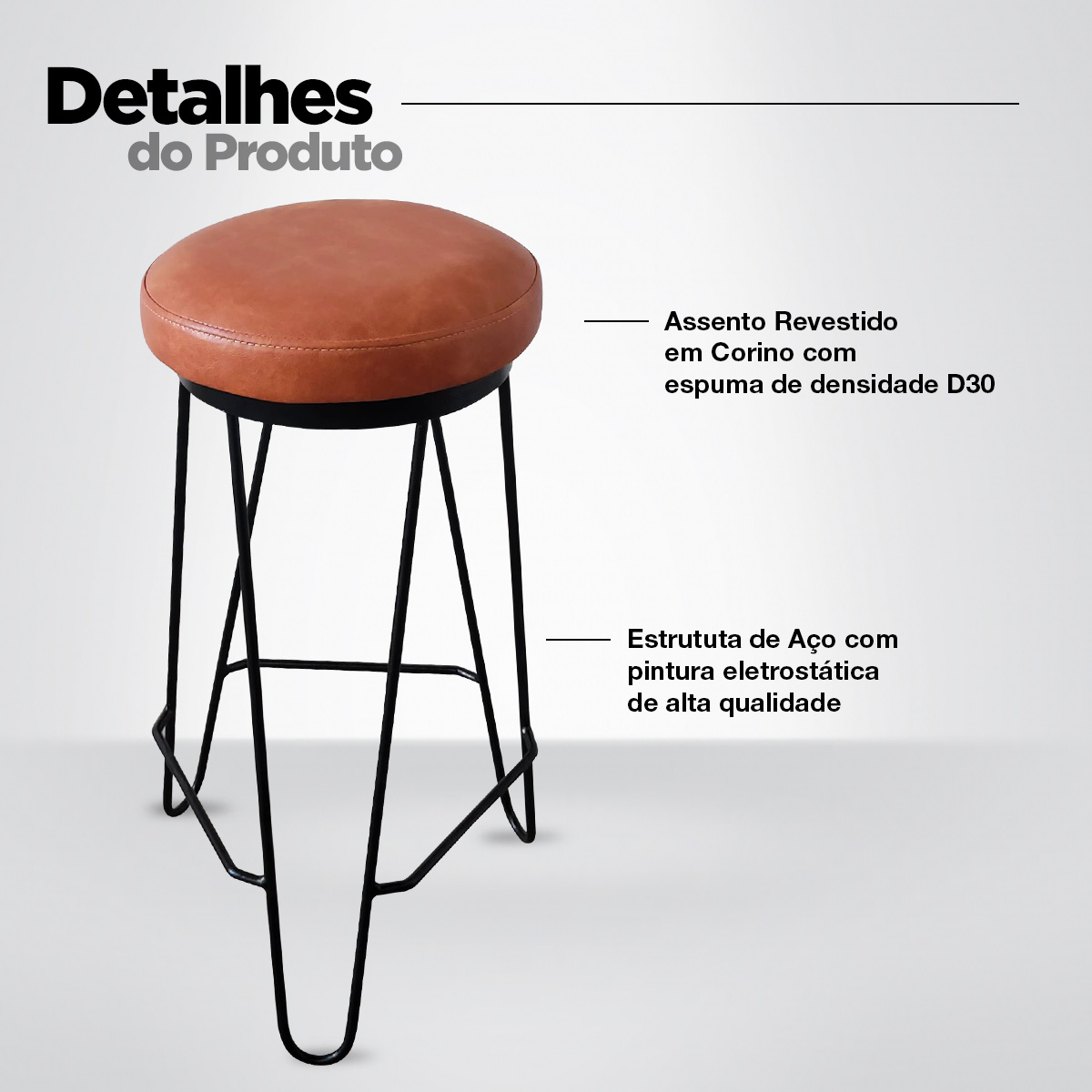 Banqueta Média para Cozinha Bar Balcão Bistrô Mesa Hairpin Whisk