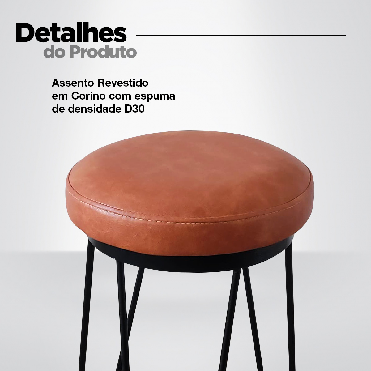 Banqueta Média para Cozinha Bar Balcão Bistrô Mesa Hairpin Whisk