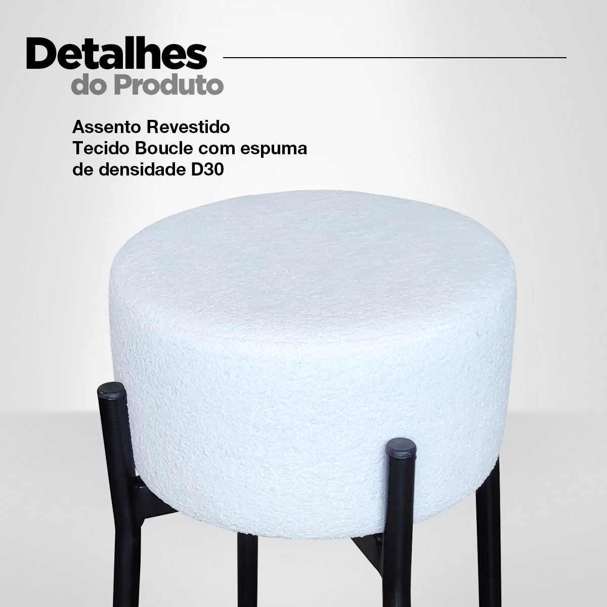 Banqueta para Cozinha Bar Balcão Bistrô Bancada Bouclê Média Branca