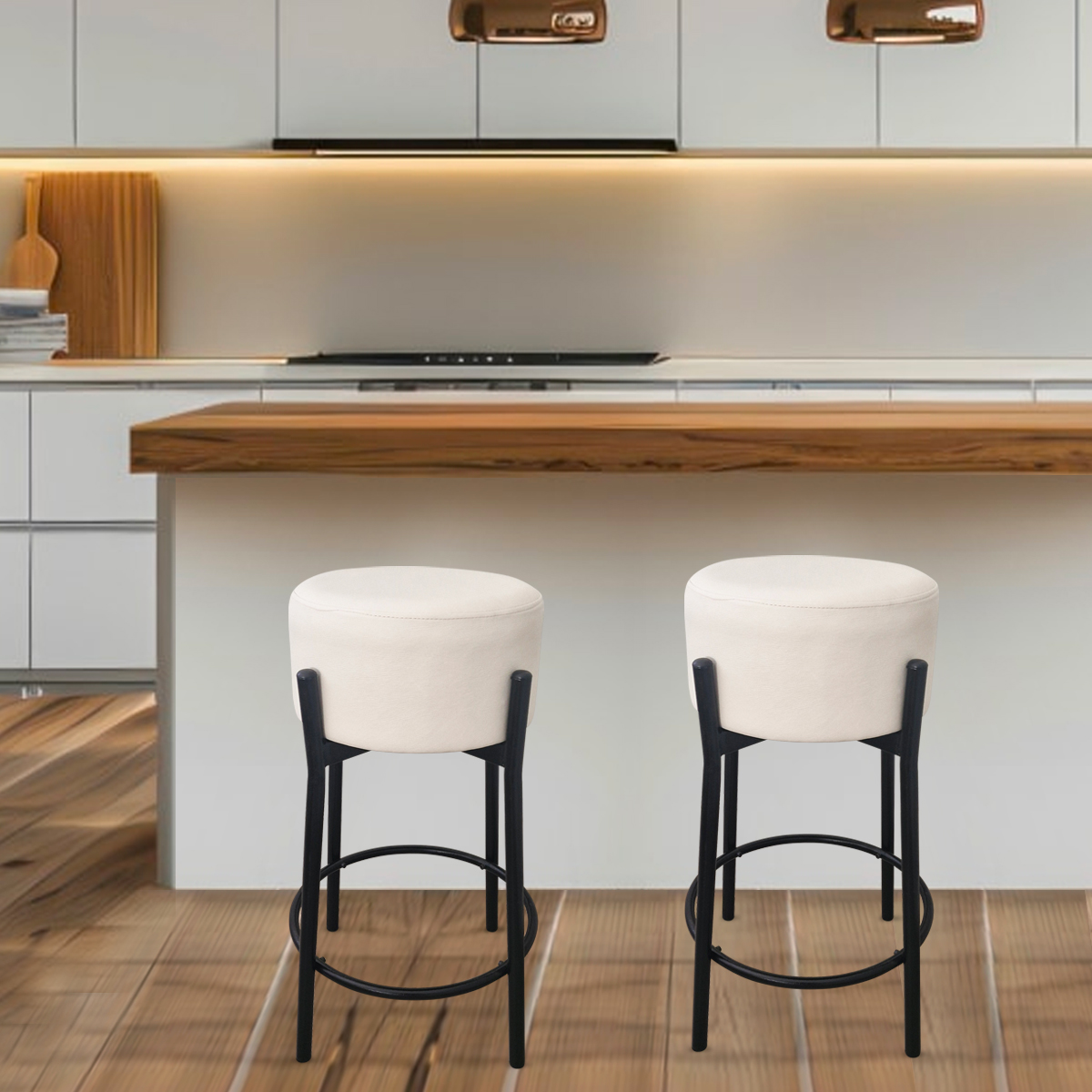 Banqueta para Cozinha Bar Balcão Bistrô Bancada Dre Média Off White