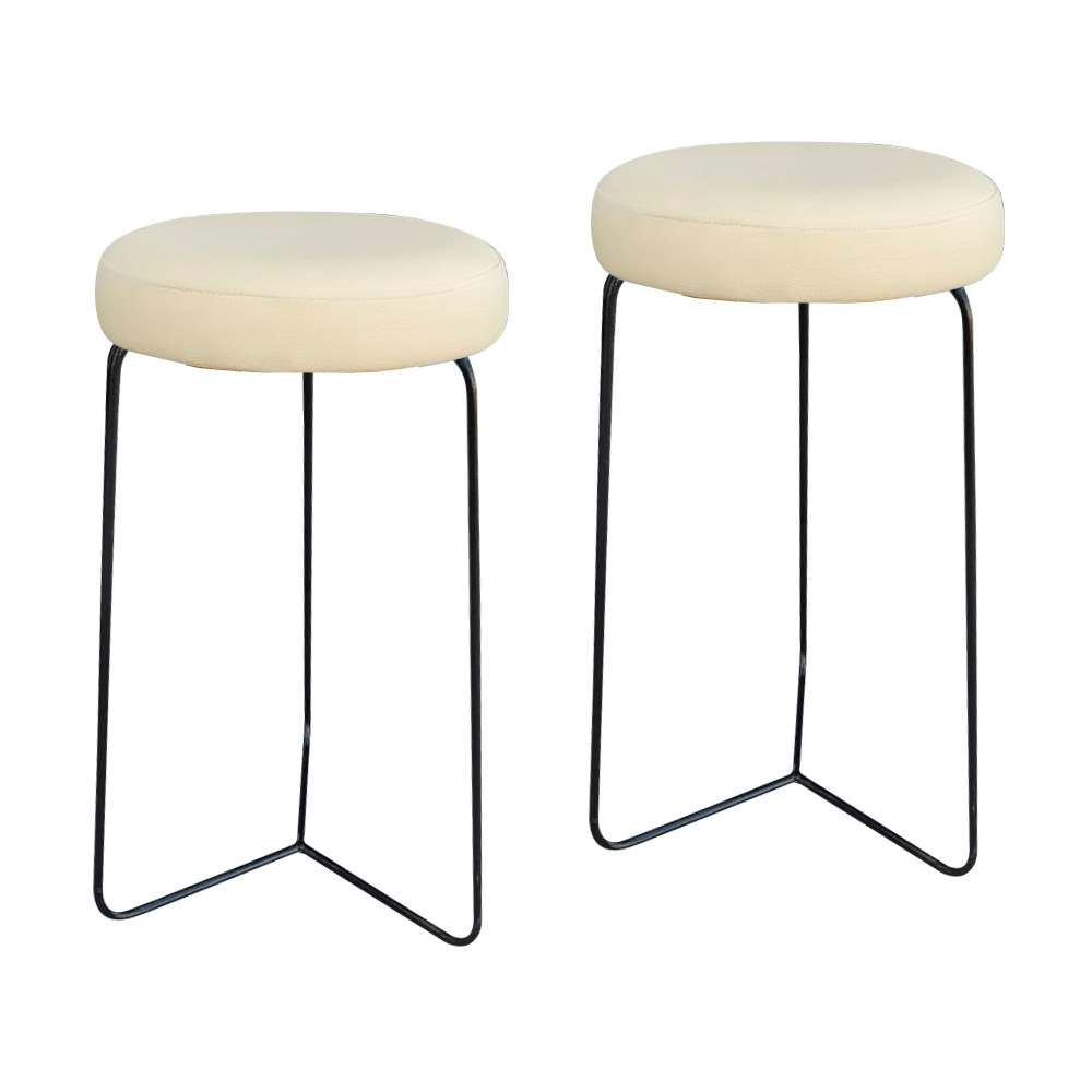 Kit 2 Banqueta Banco Aço Média Cozinha Bar Balcão 60cm Bege