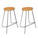 Kit 2 Banqueta Banco Aço Média Cozinha Bar Balcão 61cm Pinus