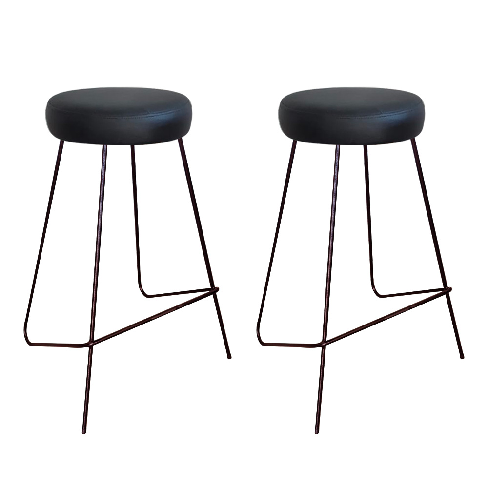 Kit 2 Banqueta Banco Aço Média Cozinha Bar Balcão 61cm Preta