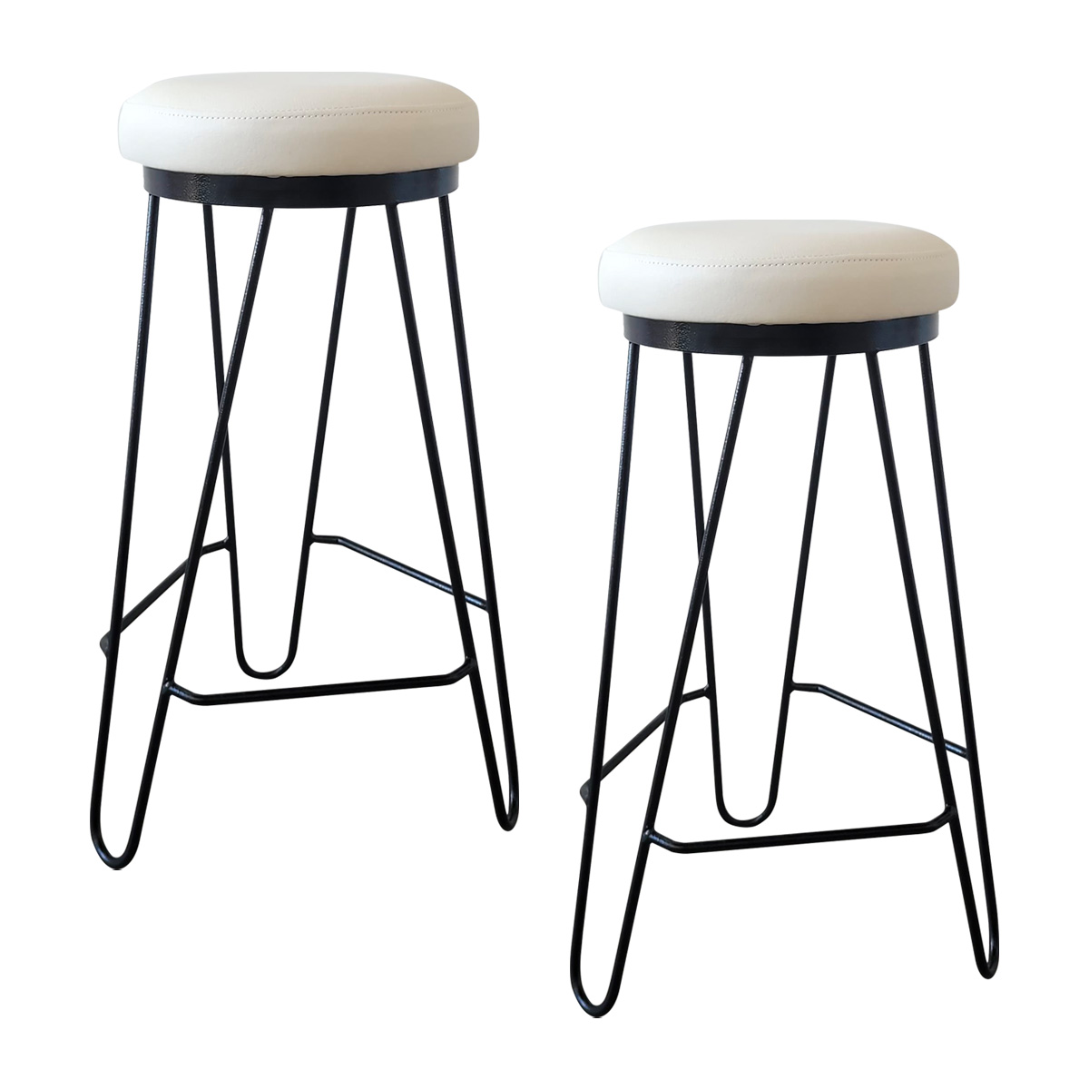 Kit 2 Banquetas Média para Cozinha Bar Balcão Bistrô Hairpin OffWhite