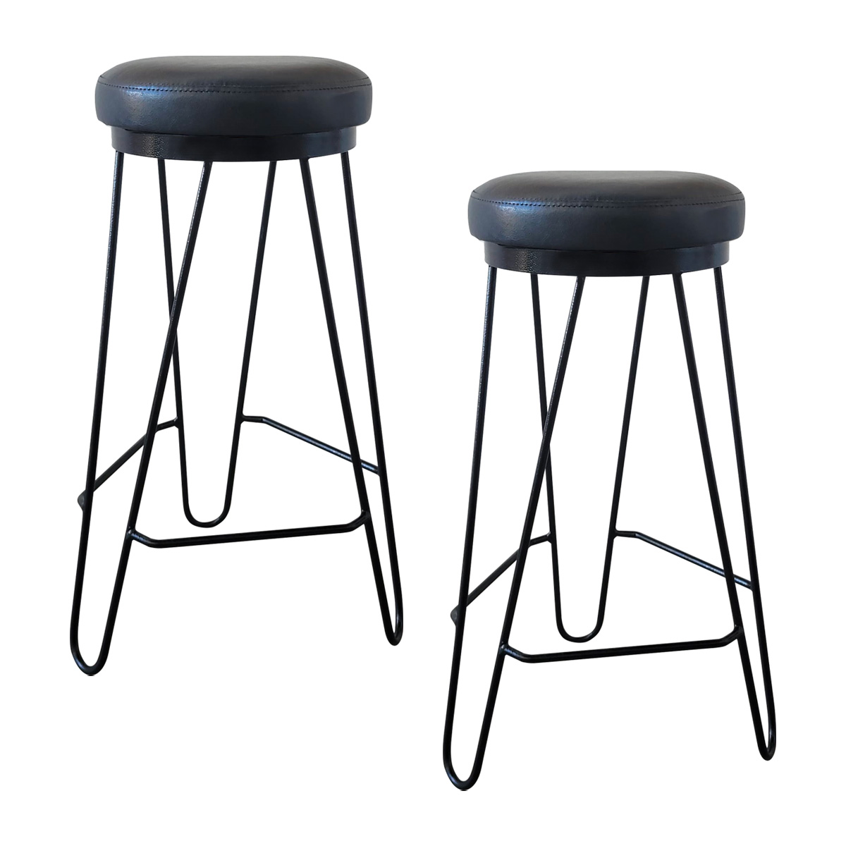 Kit 2 Banquetas Média para Cozinha Bar Balcão Bistrô Hairpin Preto