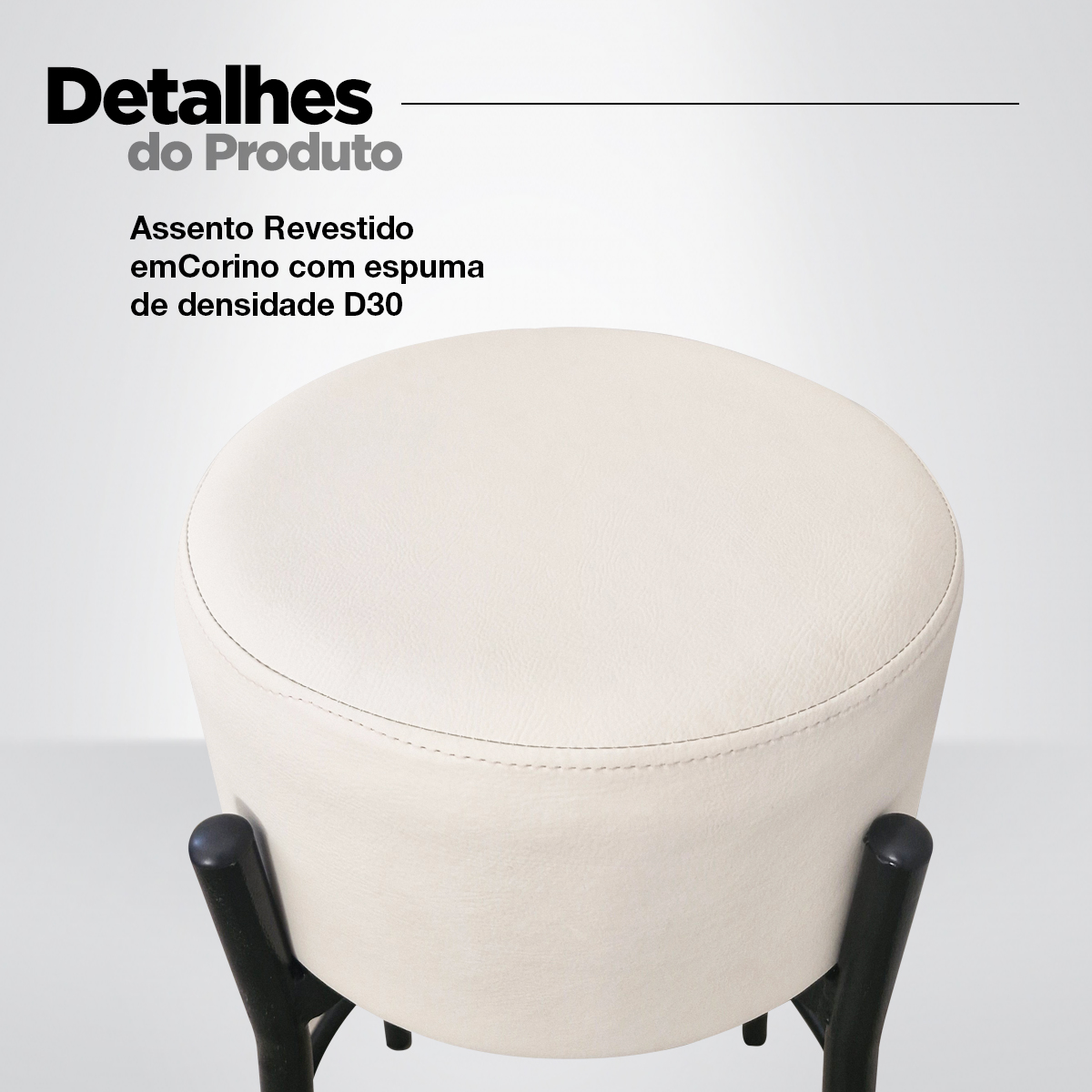 Kit 2 Banquetas para Cozinha Balcão Bistrô Bancada Dre Média Off White