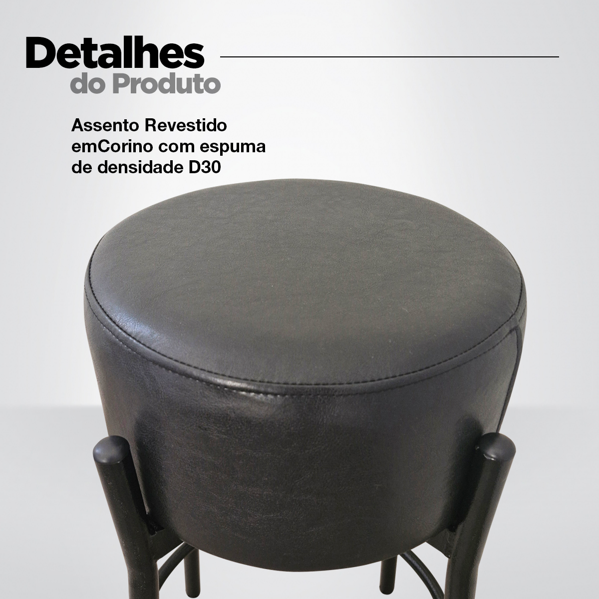 Kit 2 Banquetas para Cozinha Balcão Bistrô Bancada Dre Média Preta