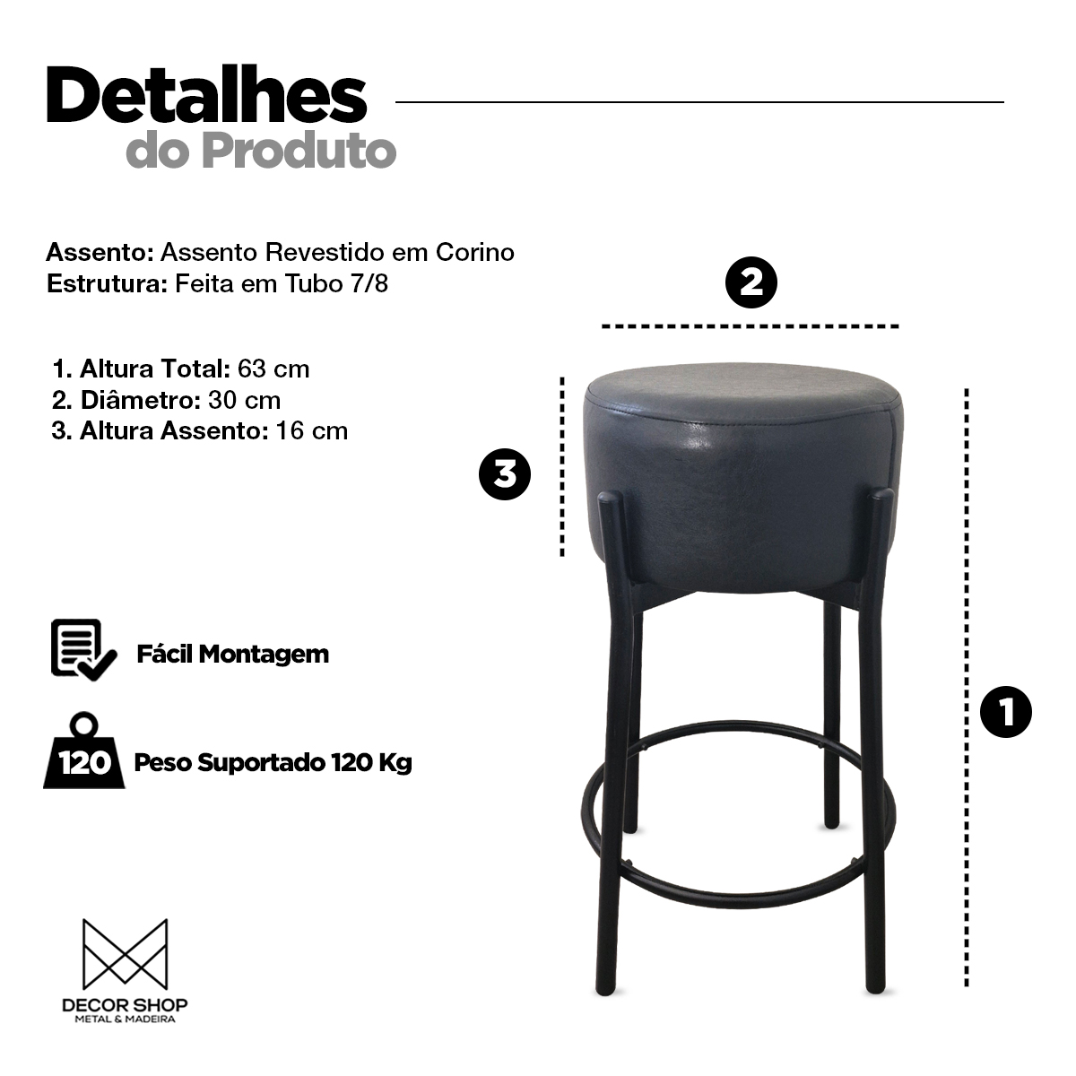 Kit 2 Banquetas para Cozinha Balcão Bistrô Bancada Dre Média Preta