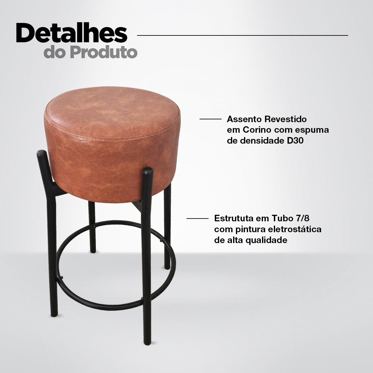 Kit 2 Banquetas para Cozinha Balcão Bistrô Bancada Dre Média Whisk