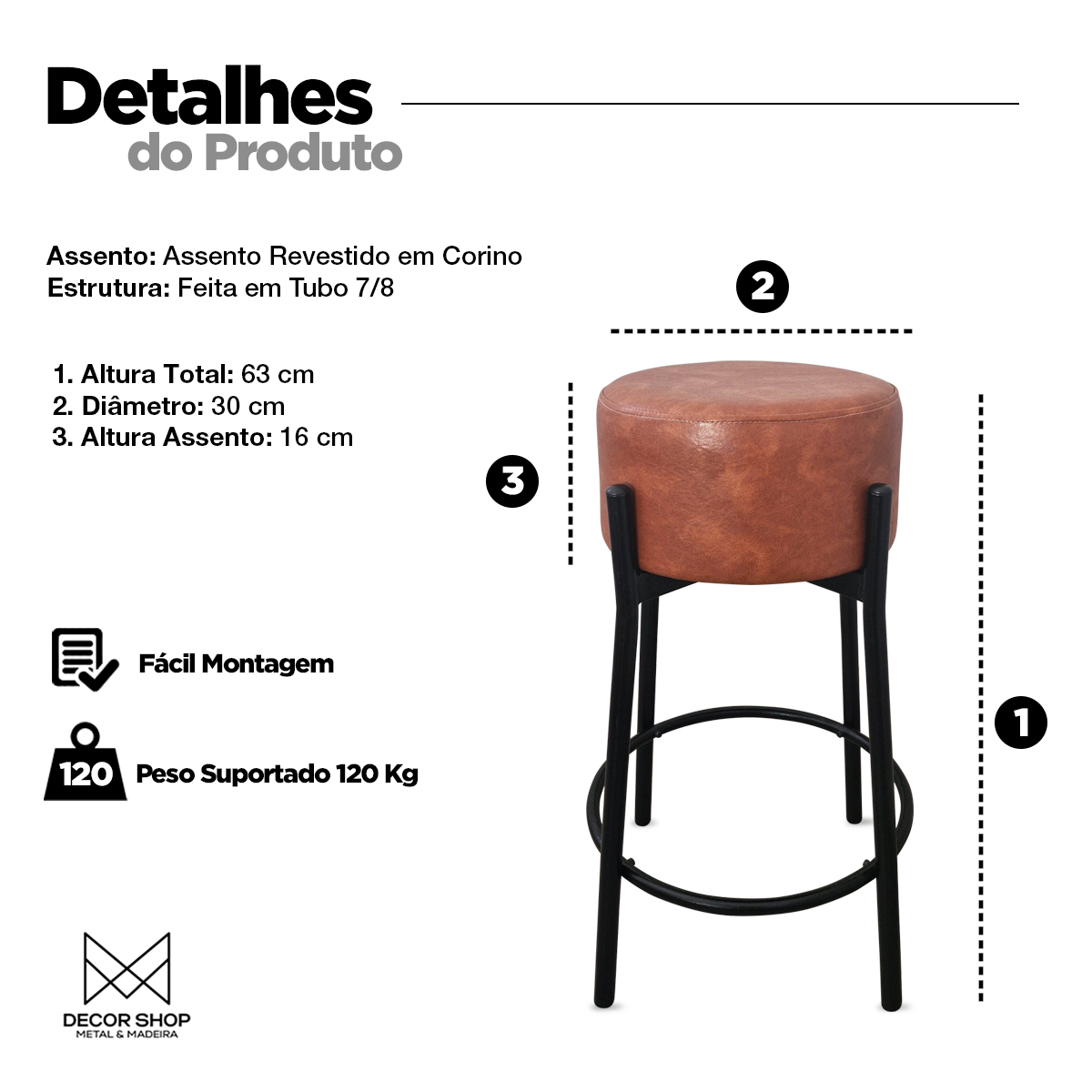Kit 2 Banquetas para Cozinha Balcão Bistrô Bancada Dre Média Whisk