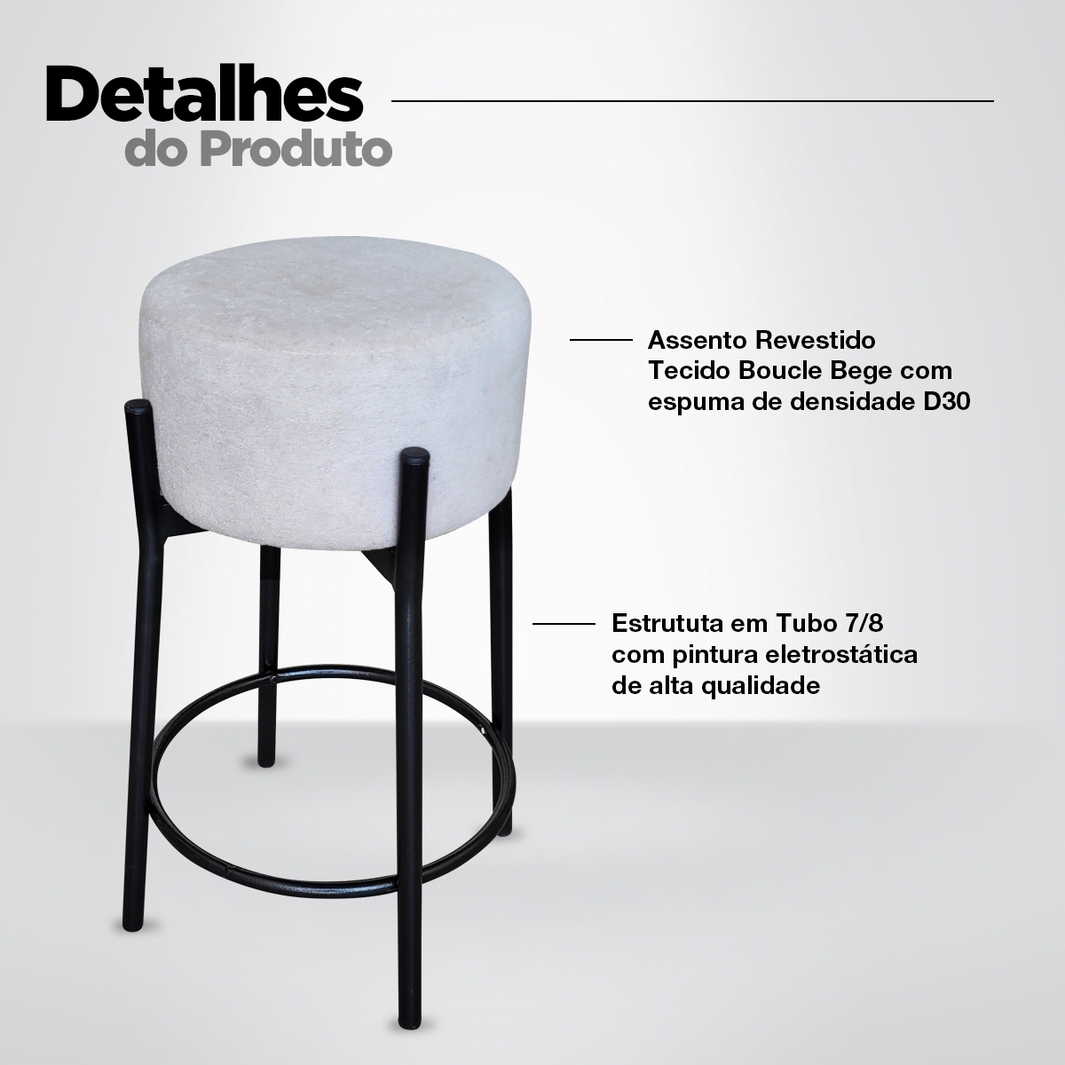 Kit 2 Banquetas para Cozinha Bar Balcão Bistrô Bancada Bouclê Média Gelo