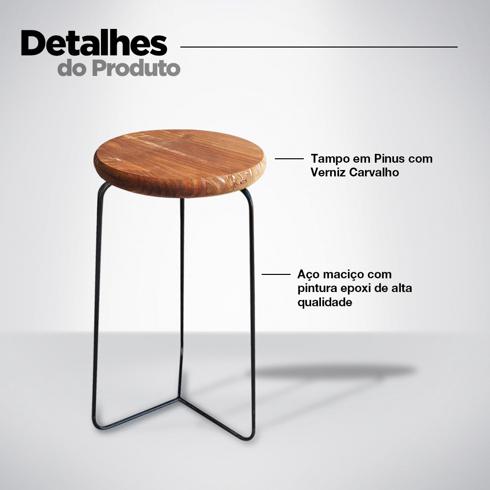 Kit 3 Banqueta Banco Aço Média Cozinha Bar Balcão 60cm Altura