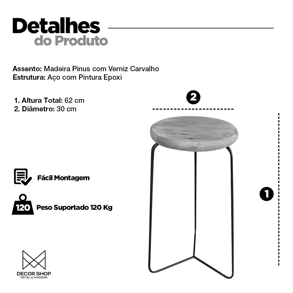 Kit 3 Banqueta Banco Aço Média Cozinha Bar Balcão 60cm Altura