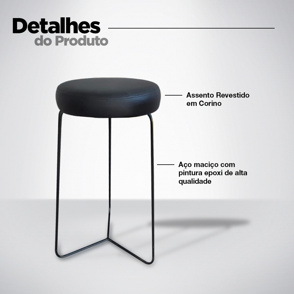 Kit 3 Banqueta Banco Aço Média Cozinha Bar Balcão 60cm Bege