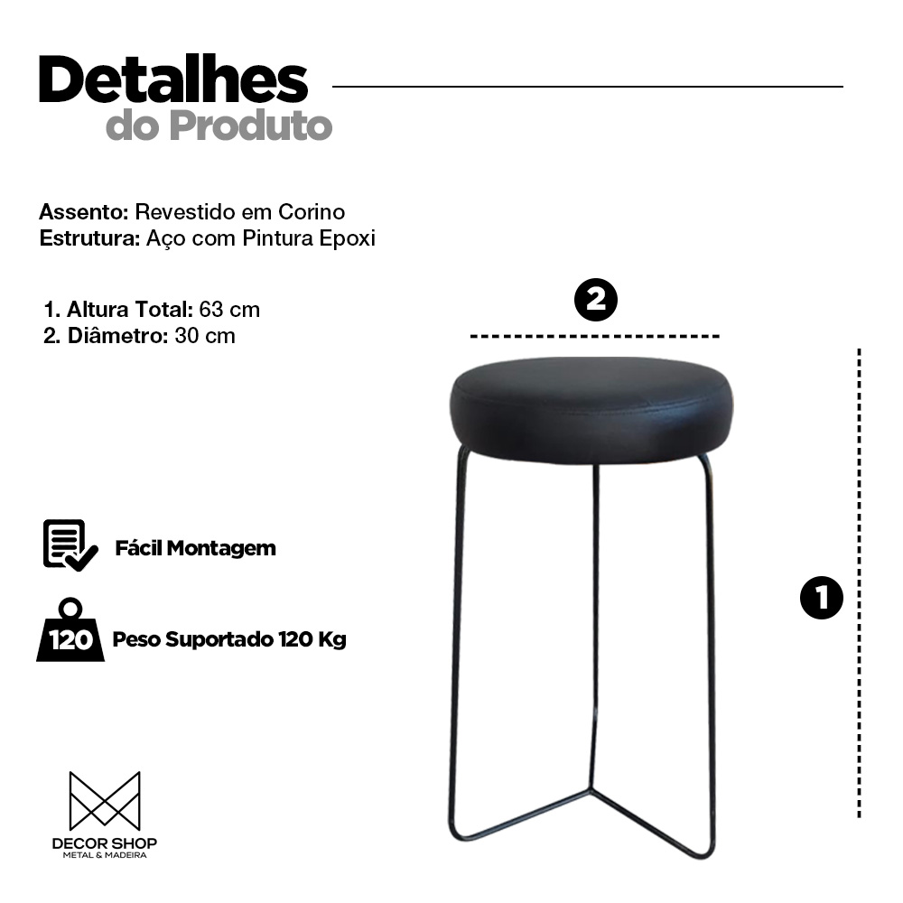 Kit 3 Banqueta Banco Aço Média Cozinha Bar Balcão 60cm Bege