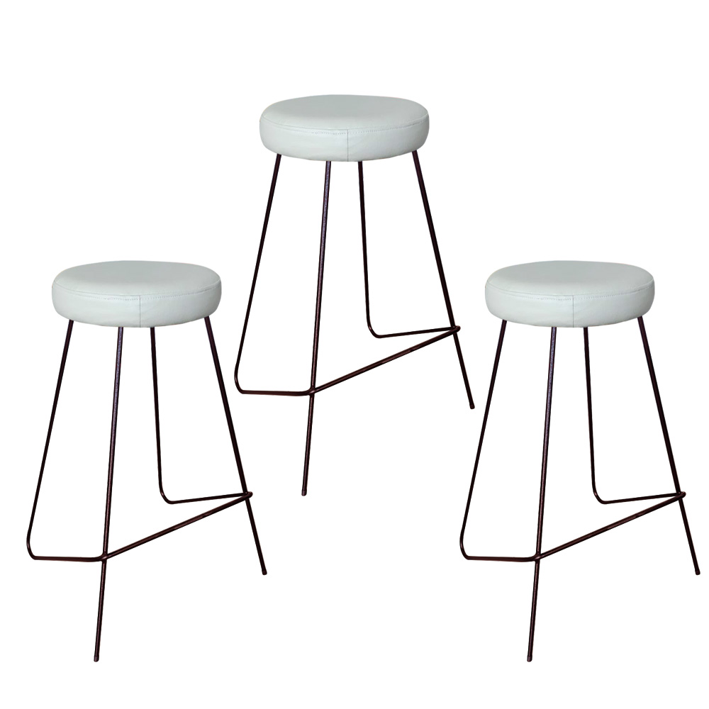 Kit 3 Banqueta Banco Aço Média Cozinha Bar Balcão 61cm Bege