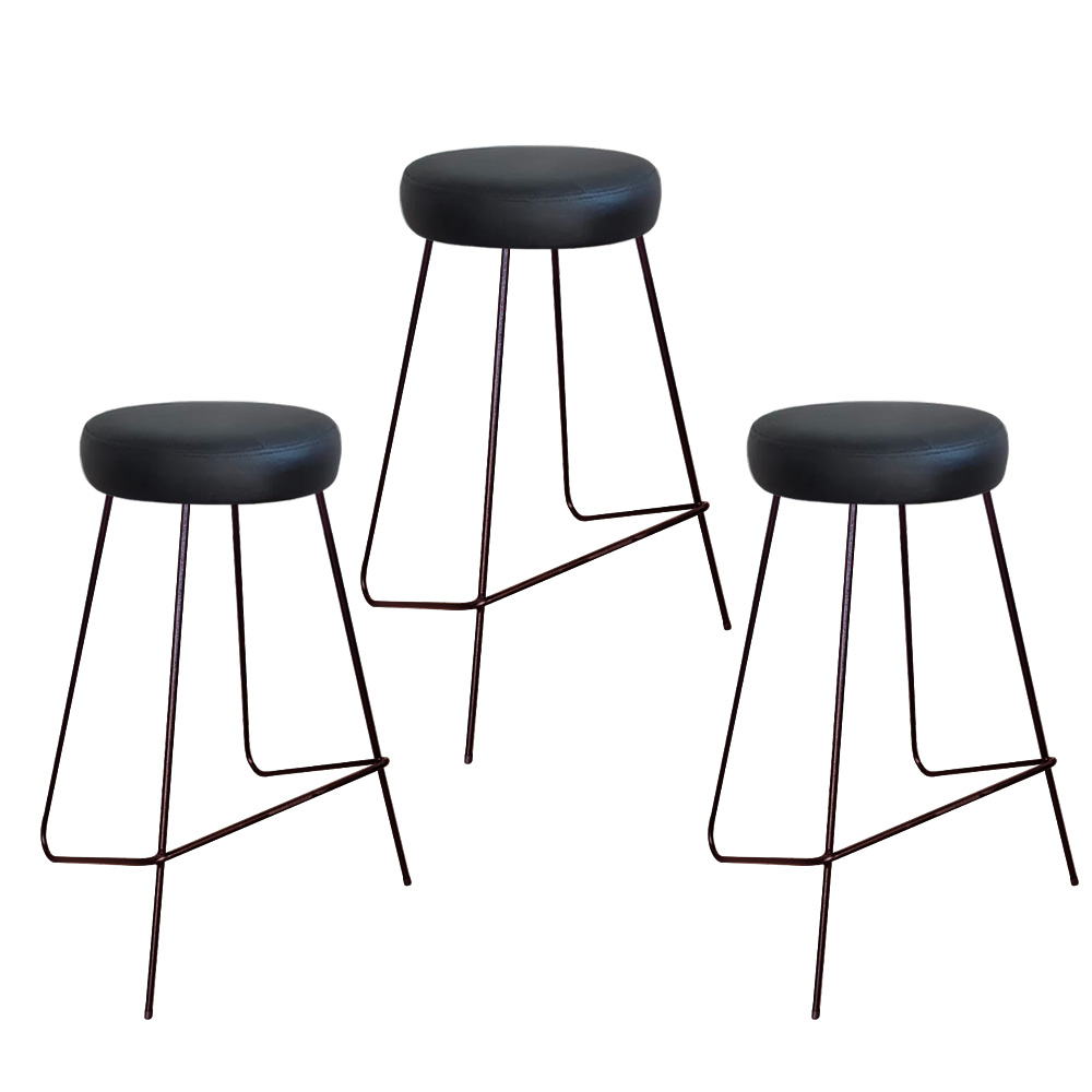 Kit 3 Banqueta Banco Aço Média Cozinha Bar Balcão 61cm Preta