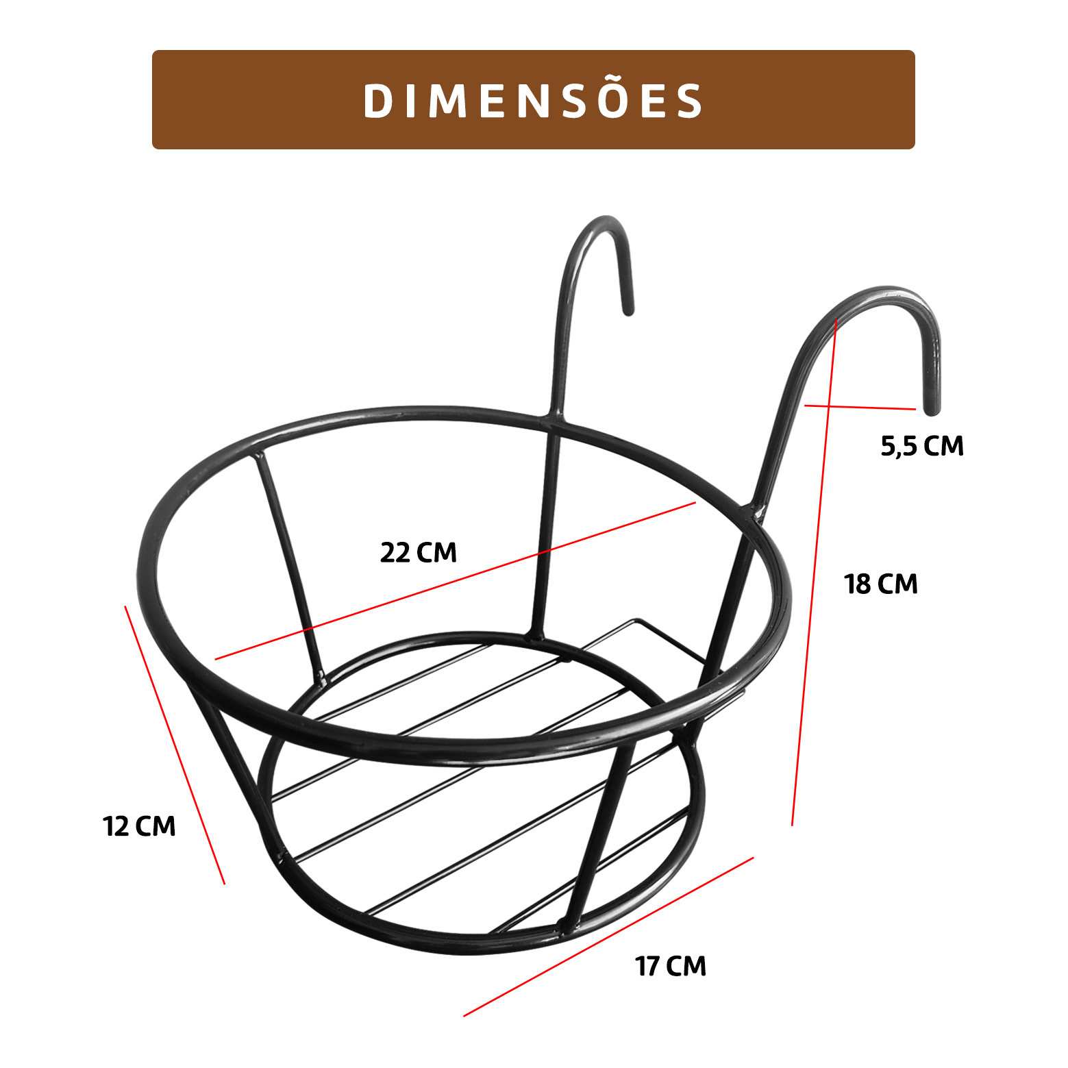 Kit 3 Suporte P/ Pendurar Vaso E Planta e Flores Suspenso