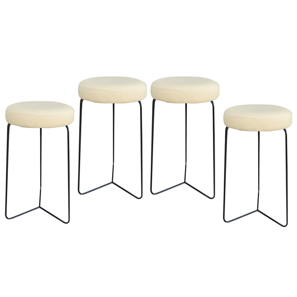 Kit 4 Banqueta Banco Aço Média Cozinha Bar Balcão 60cm Bege