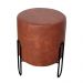 Puff Banqueta Redondo de Ferro Couro Sintético Whisk Sala Quarto