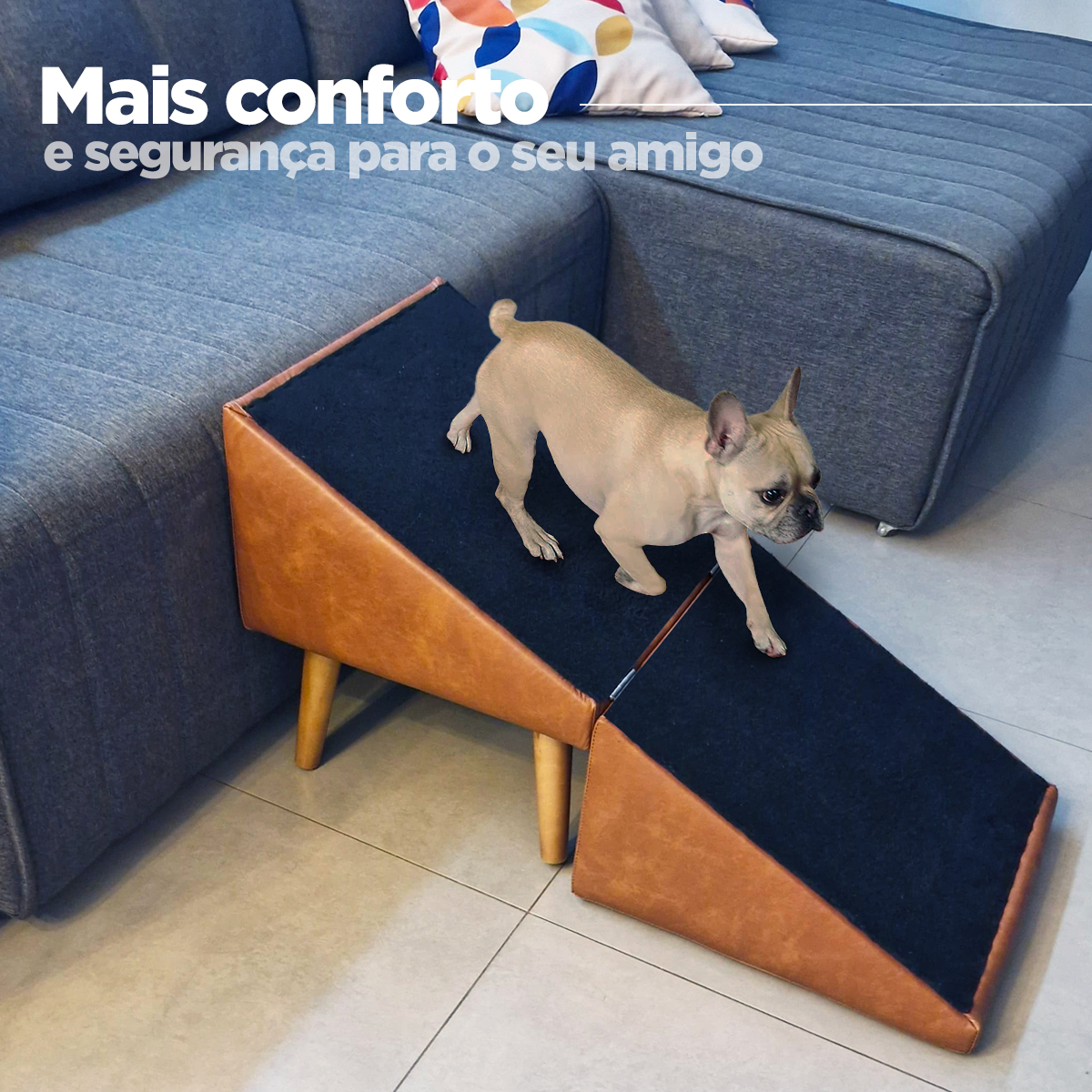 Rampa Escada Pet Móvel Puff Cachorro Gato Antiderrapante