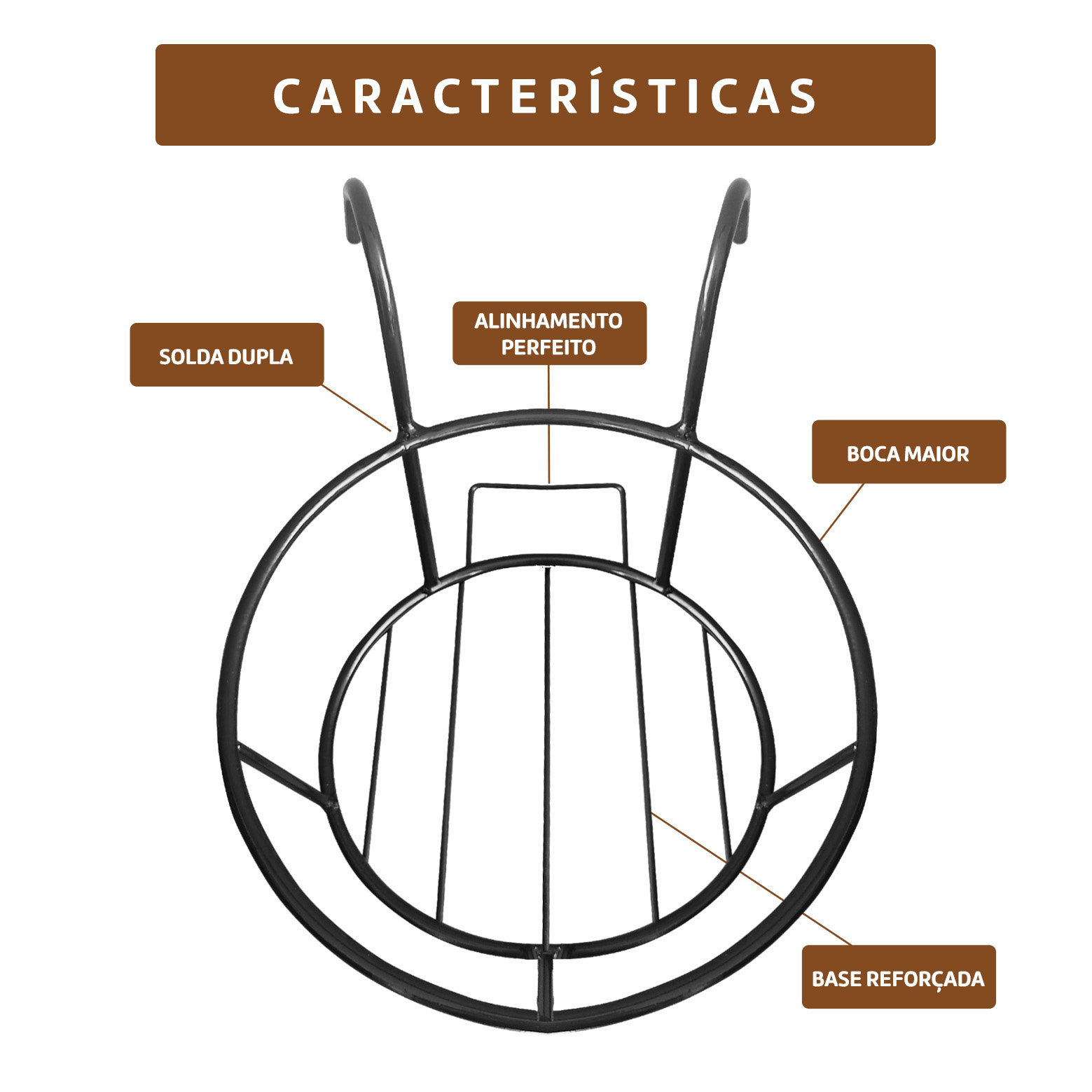 Suporte para Vasos De Plantas e Flores Suspenso de Ferro