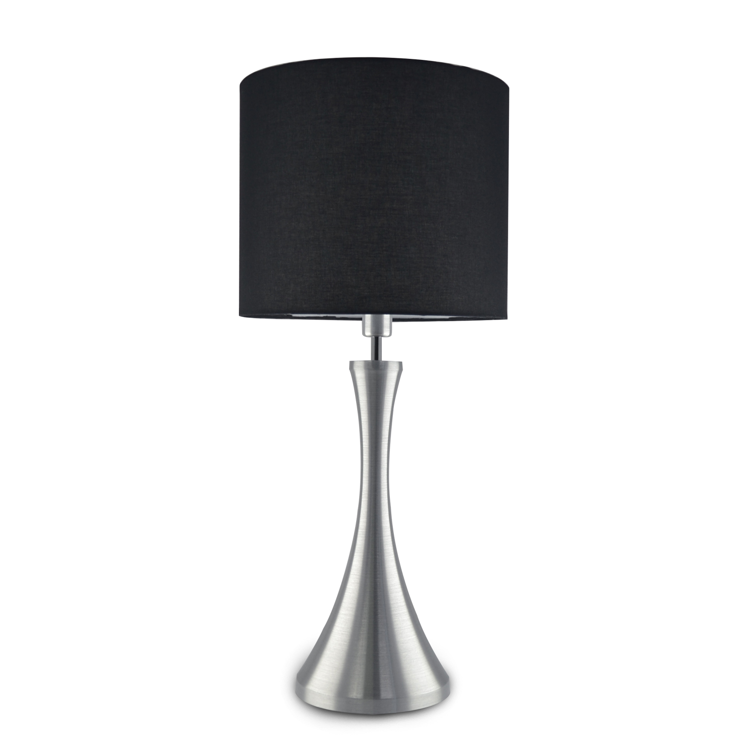 Abajur de Mesa 158 Escovada Cúpula Preta 1 Lâmp. Bivolt