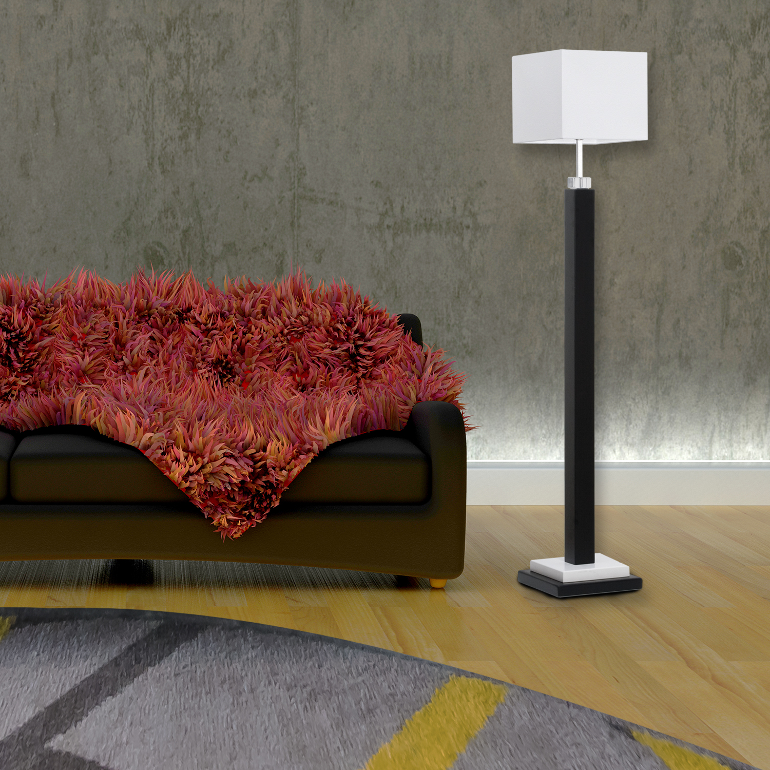 Luminária Abajur Chão 1 Lâmp. E27 Design Col.72 Preta/Branca