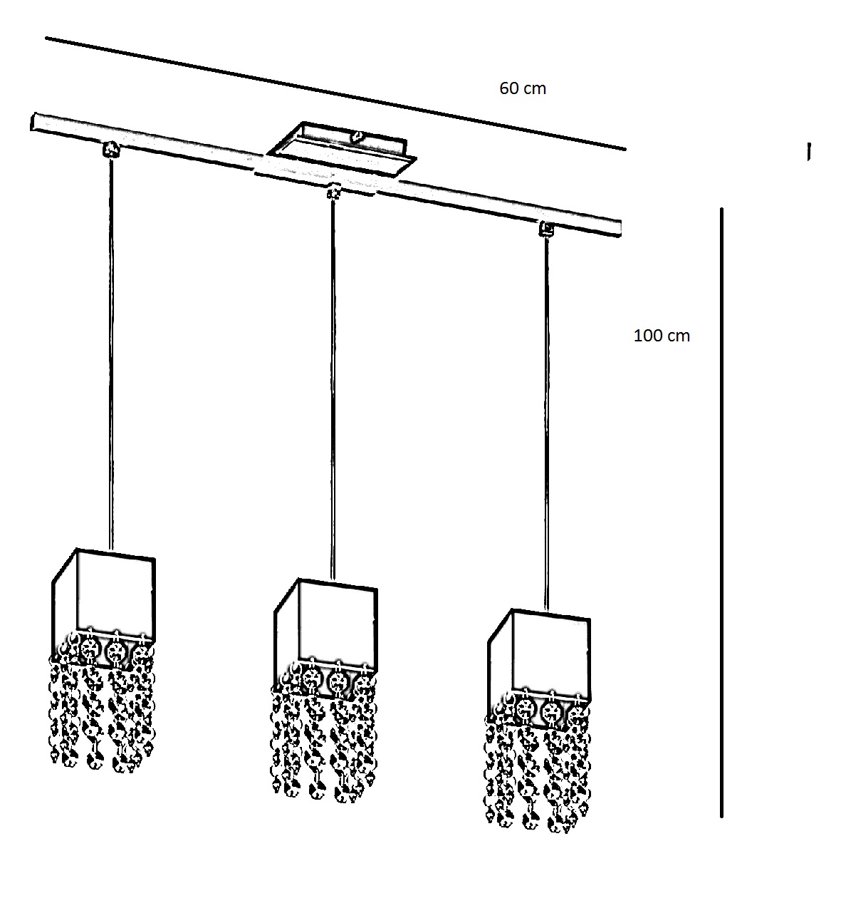 Lustre Pendente 3293 3 Lâmpadas Soquete E27 Preta