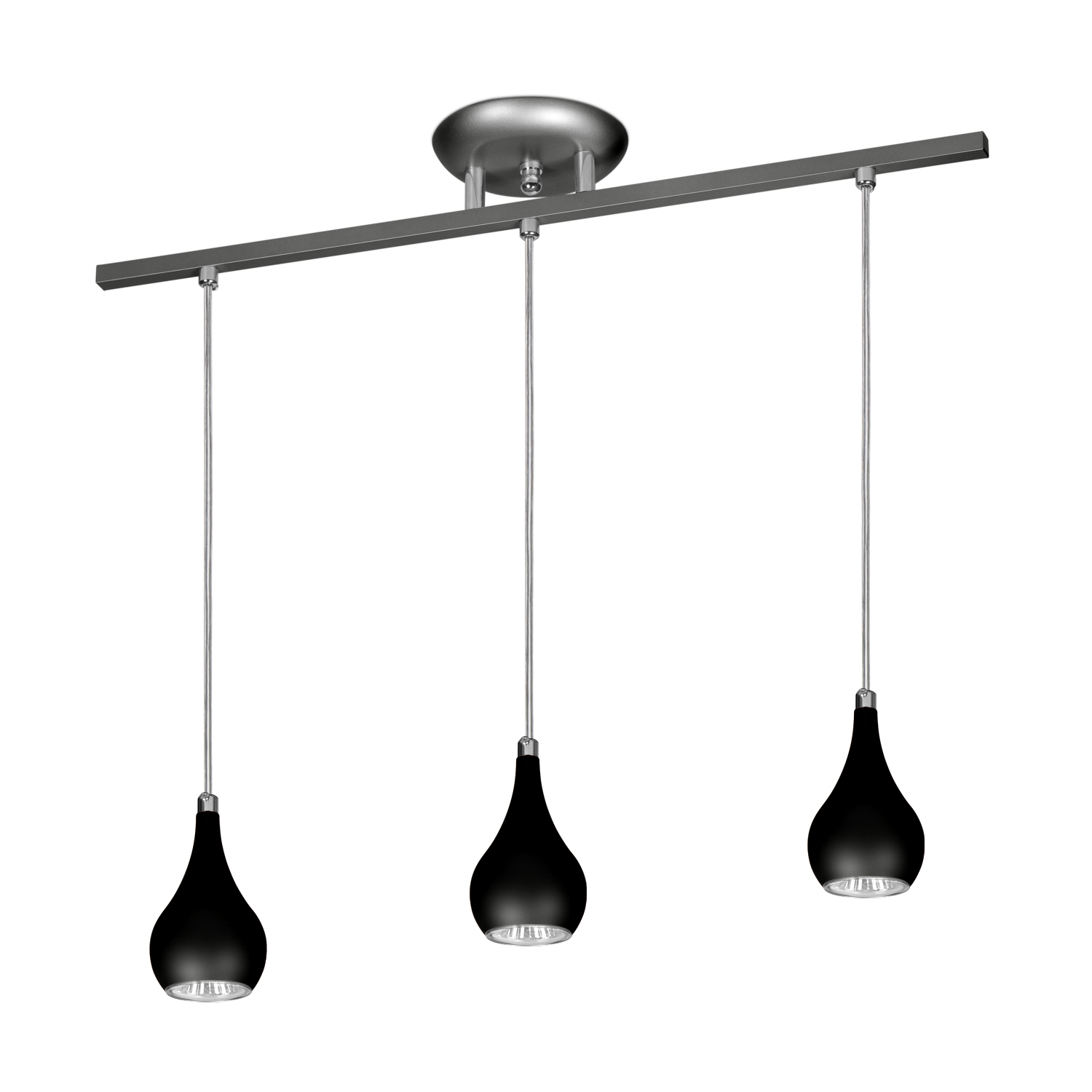 Lustre Pendente Design 5513 3 Lâmpadas Gu10 Preta