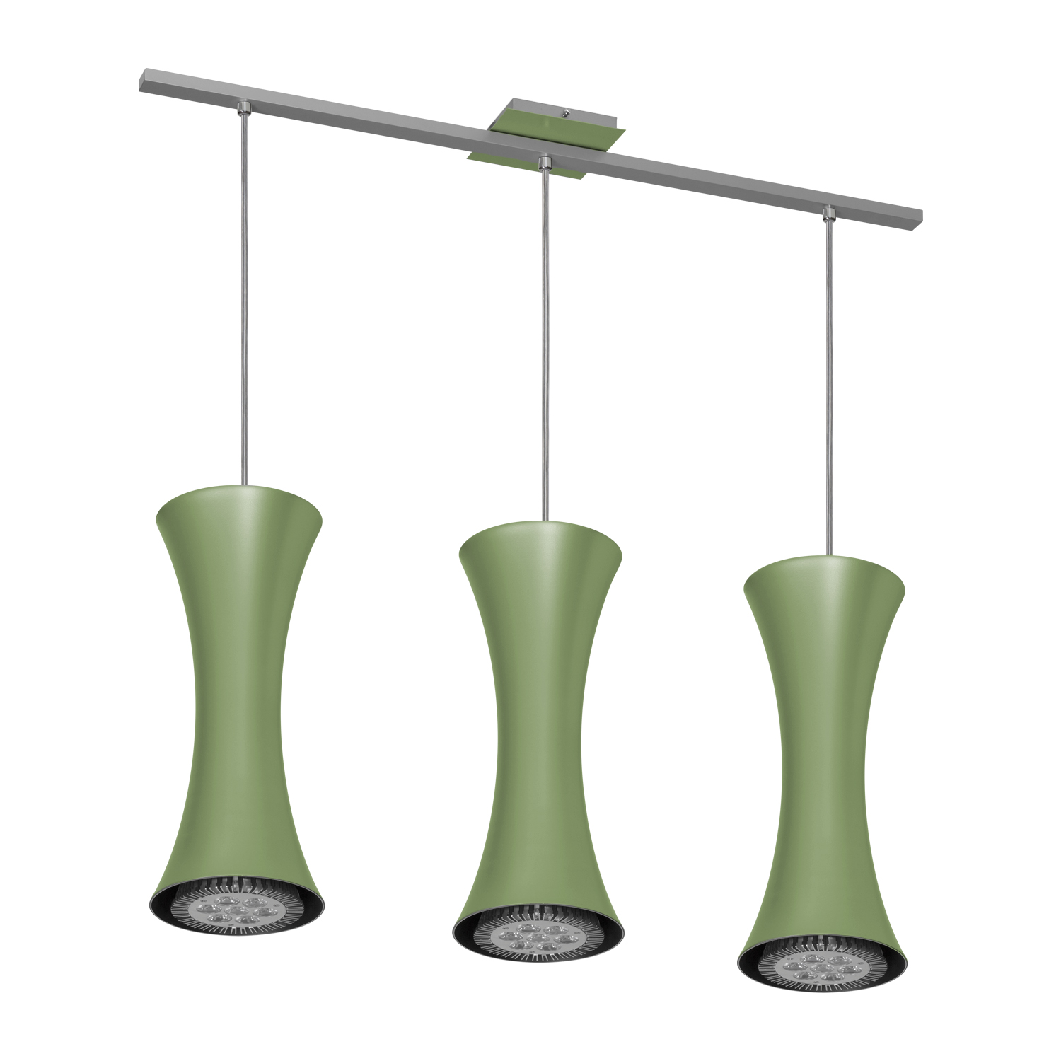 Lustre Pendente Design 7923 3 Lâmpadas Gu10 Verde