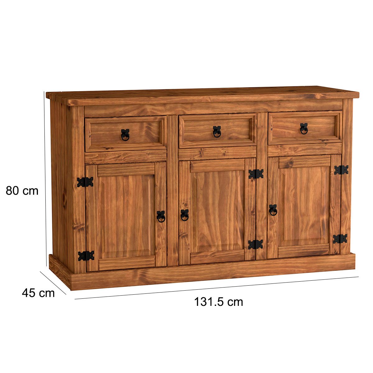 Aparador 1 Gaveta e Balcão Buffet 3 Portas Rustic Line Cera