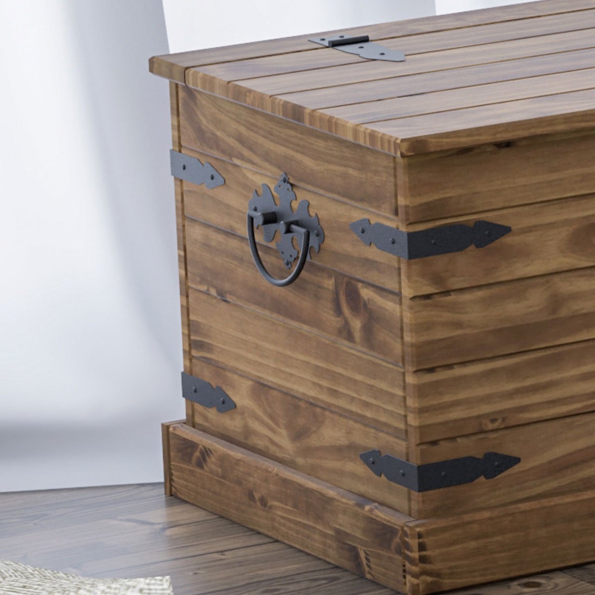 Baú Multiuso de Madeira Maciça Rustic Line 94 cm Cera