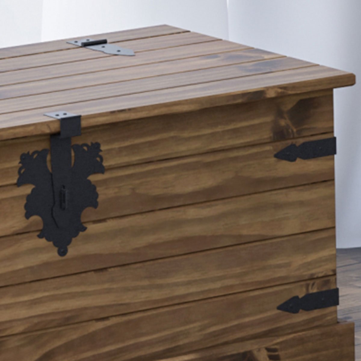 Baú Multiuso de Madeira Maciça Rustic Line 94 cm Cera