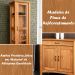 Buffet Aparador 2 Portas 93 cm e Cristaleira 1 Porta Madeira Maciça Bella Carvalho Fosco