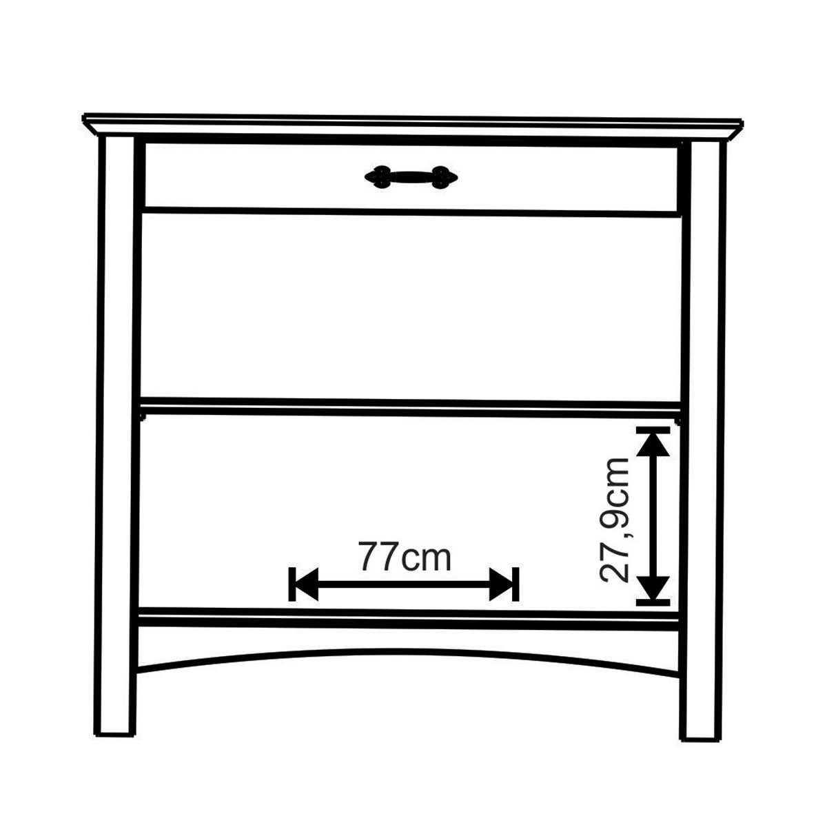 Buffet Aparador Madeira Maciça 2 Portas 1 Gaveta 93 cm Bella Carvalho Fosco