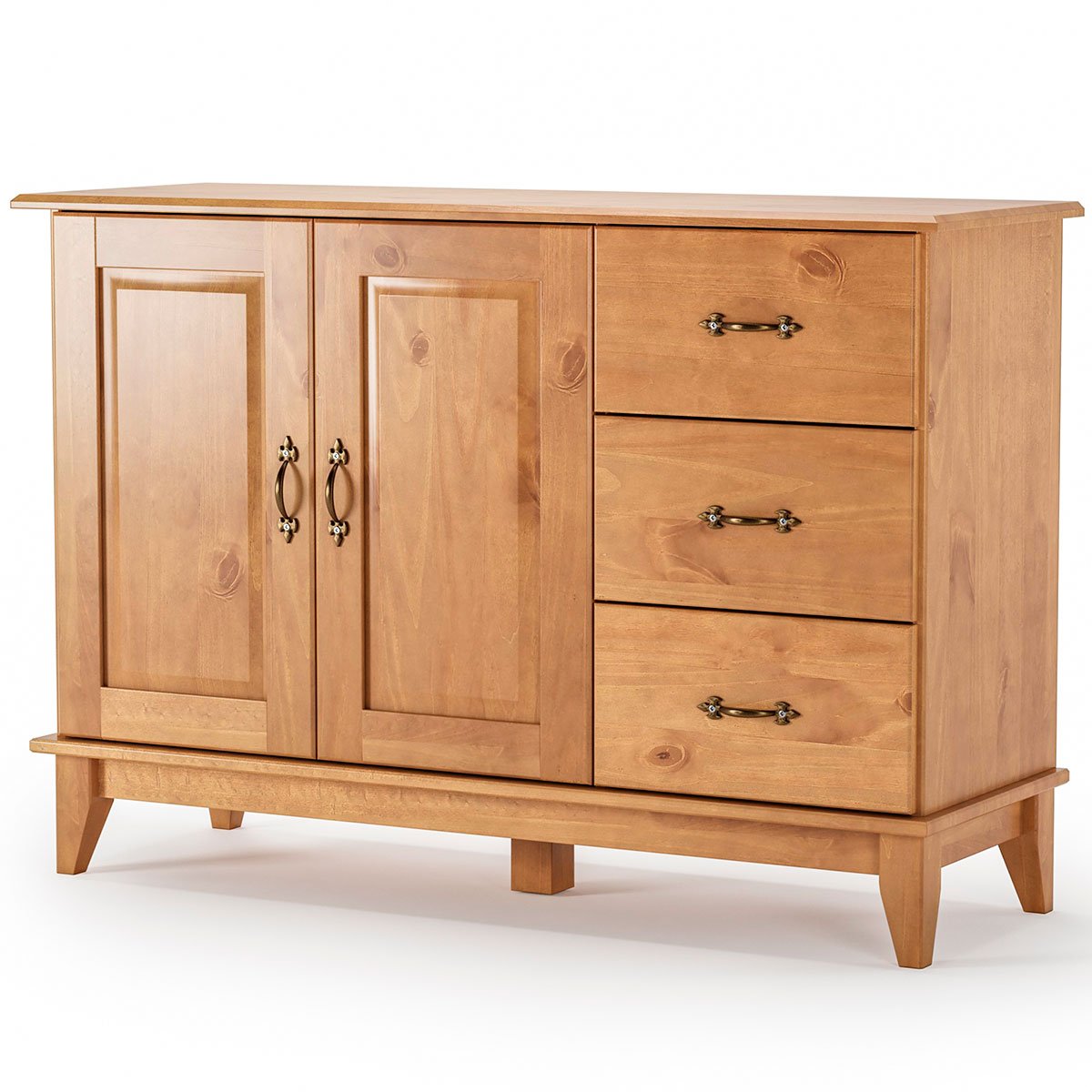 Buffet Aparador Madeira Maciça 2 Portas 3 Gav. 120 cm Bella Carvalho Fosco