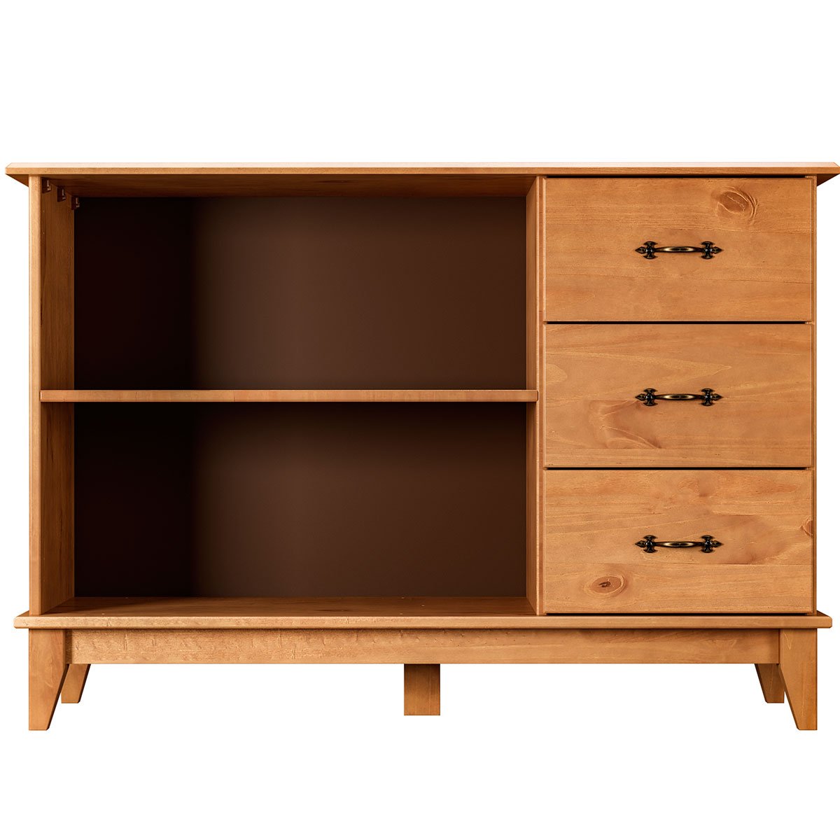 Buffet Aparador Madeira Maciça 2 Portas 3 Gav. 120 cm Bella Carvalho Fosco
