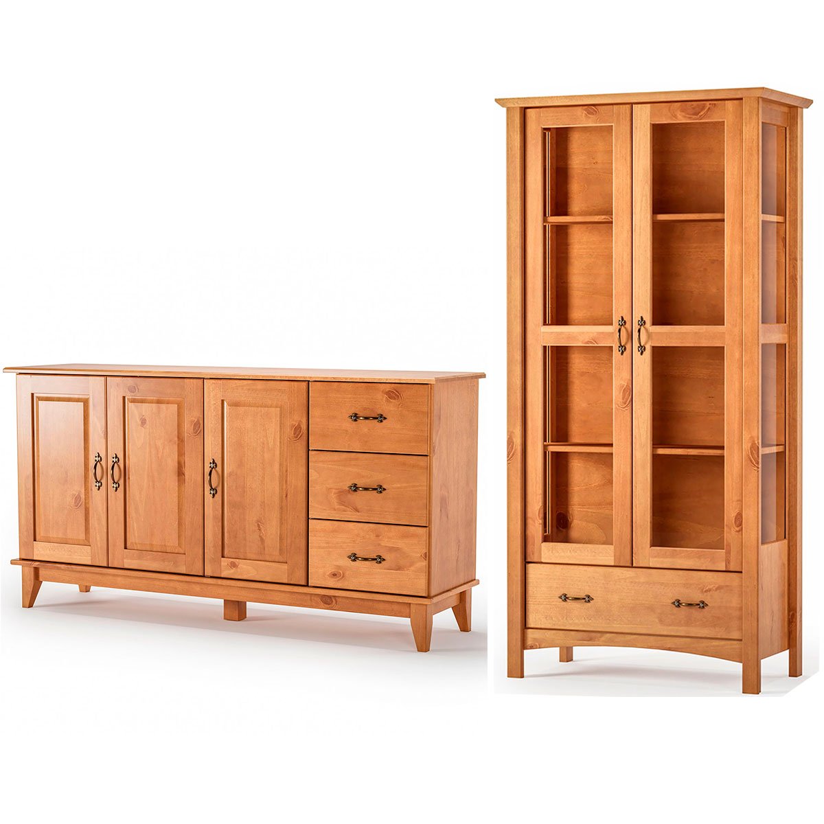 Cristaleira 2 Portas de Vidro e Buffet Aparador 156 cm Bella Castanho Fosco