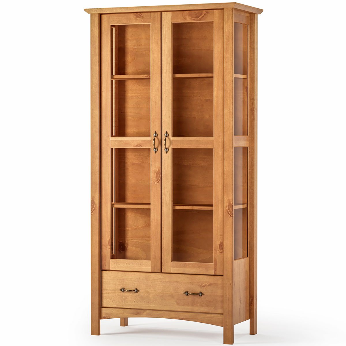 Cristaleira 2 Portas de Vidro e Buffet Aparador 156 cm Bella Castanho Fosco