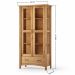 Cristaleira 2 Portas de Vidro e Buffet Aparador 156 cm Bella Castanho Fosco