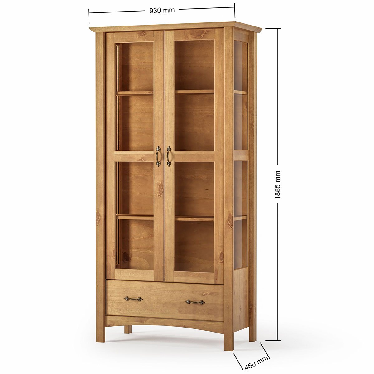 Cristaleira 2 Portas de Vidro e Buffet Aparador 156 cm Bella Castanho Fosco
