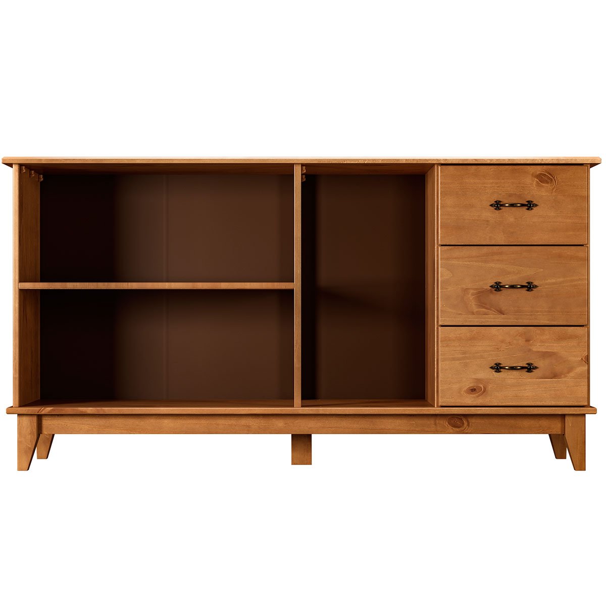 Cristaleira 2 Portas de Vidro e Buffet Aparador 156 cm Bella Castanho Fosco