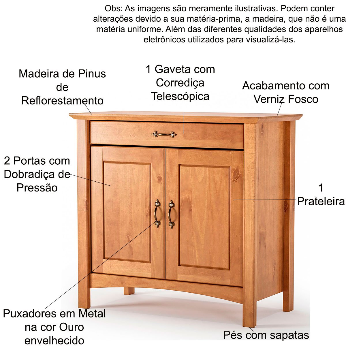 Cristaleira 2 Portas de Vidro e Buffet Aparador 93 cm Bella Carvalho Fosco