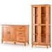 Cristaleira 2 Pts Vidro Slim e Buffet Aparador 120 cm Bella Carvalho Fosco