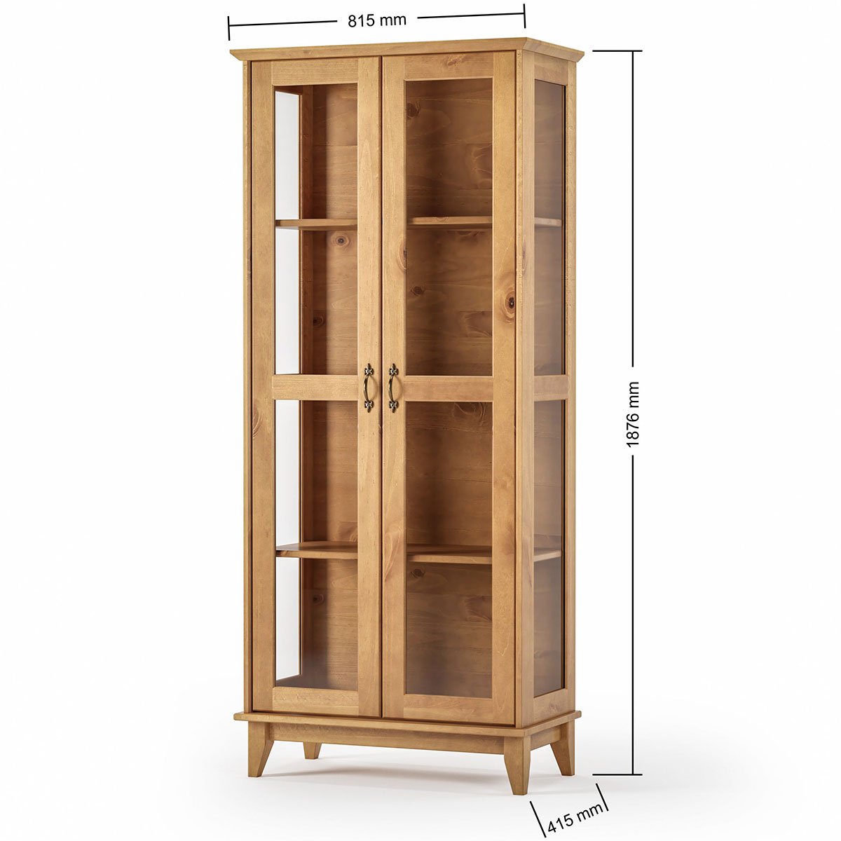Cristaleira 2 Pts Vidro Slim e Buffet Aparador 93 cm Bella Carvalho Fosco