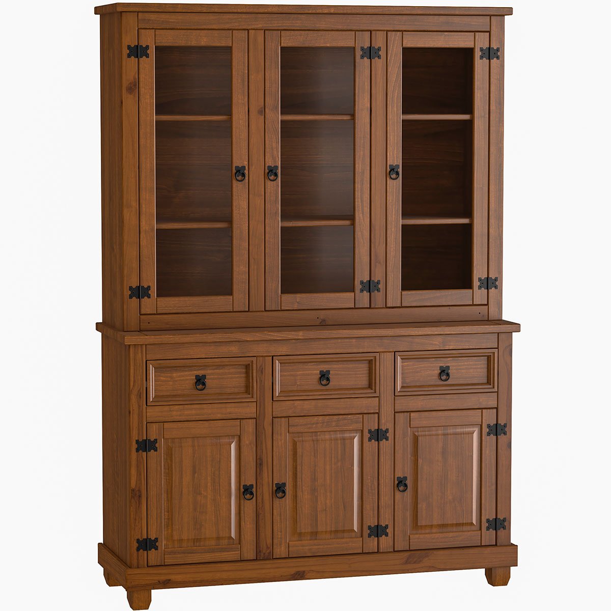 Cristaleira 6 Pts Balcão Buffet 3 Pts 100% Madeira Imperial Imbuia Fosco