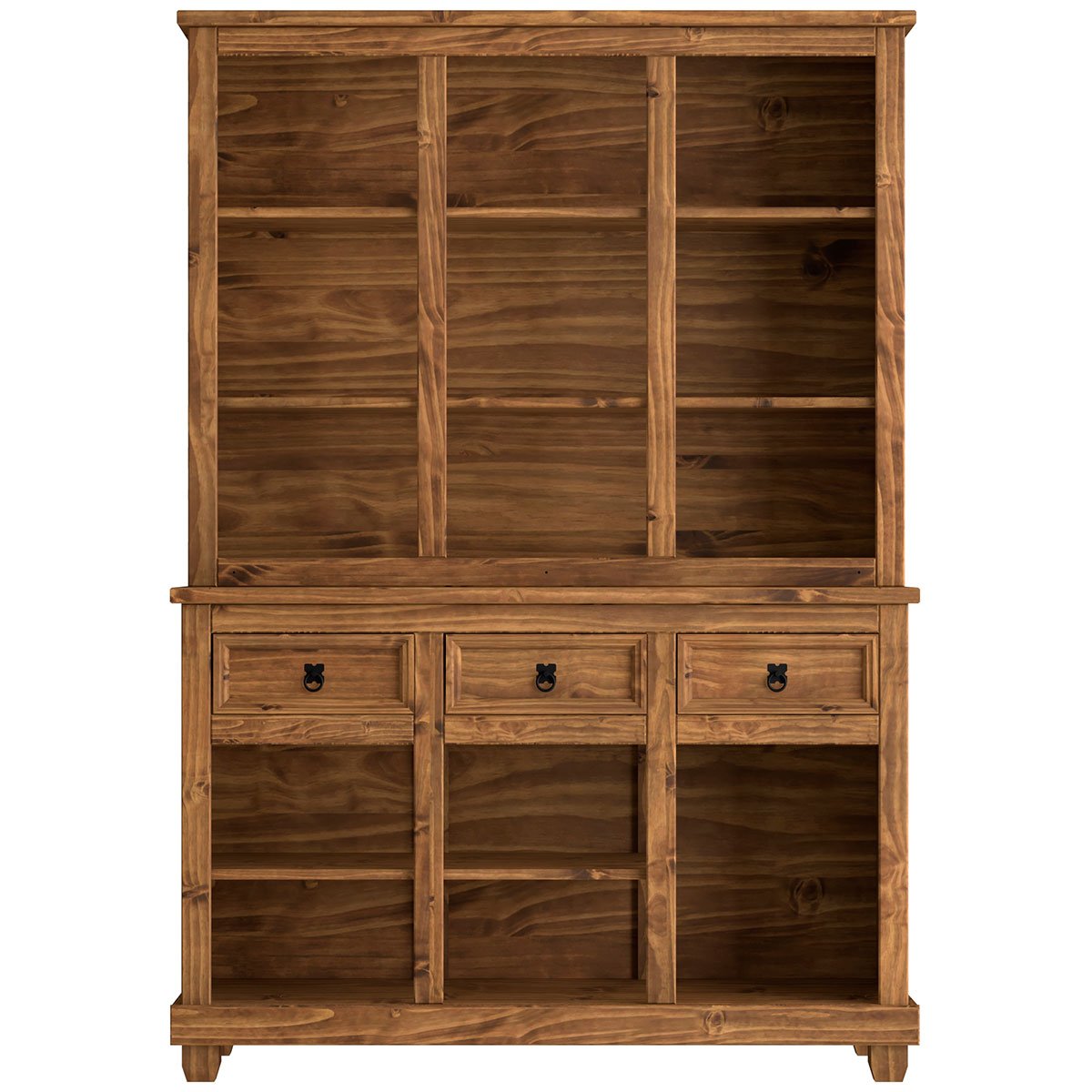 Cristaleira de Madeira 6 Portas com Vidro e Pés Rustic Line Cera