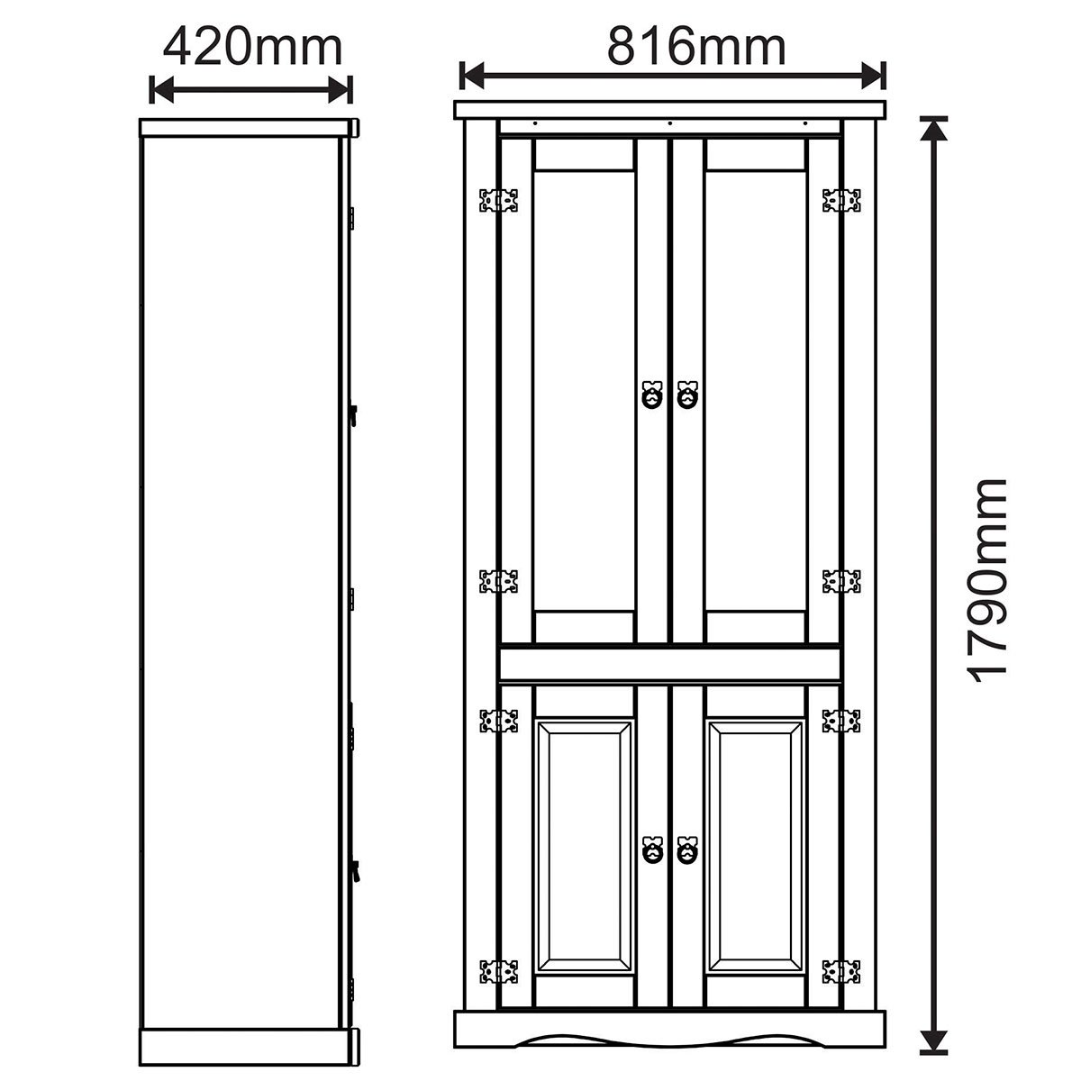 Estante Cristaleira 4 Portas com Vidro e Pés  Rustic Line Cera