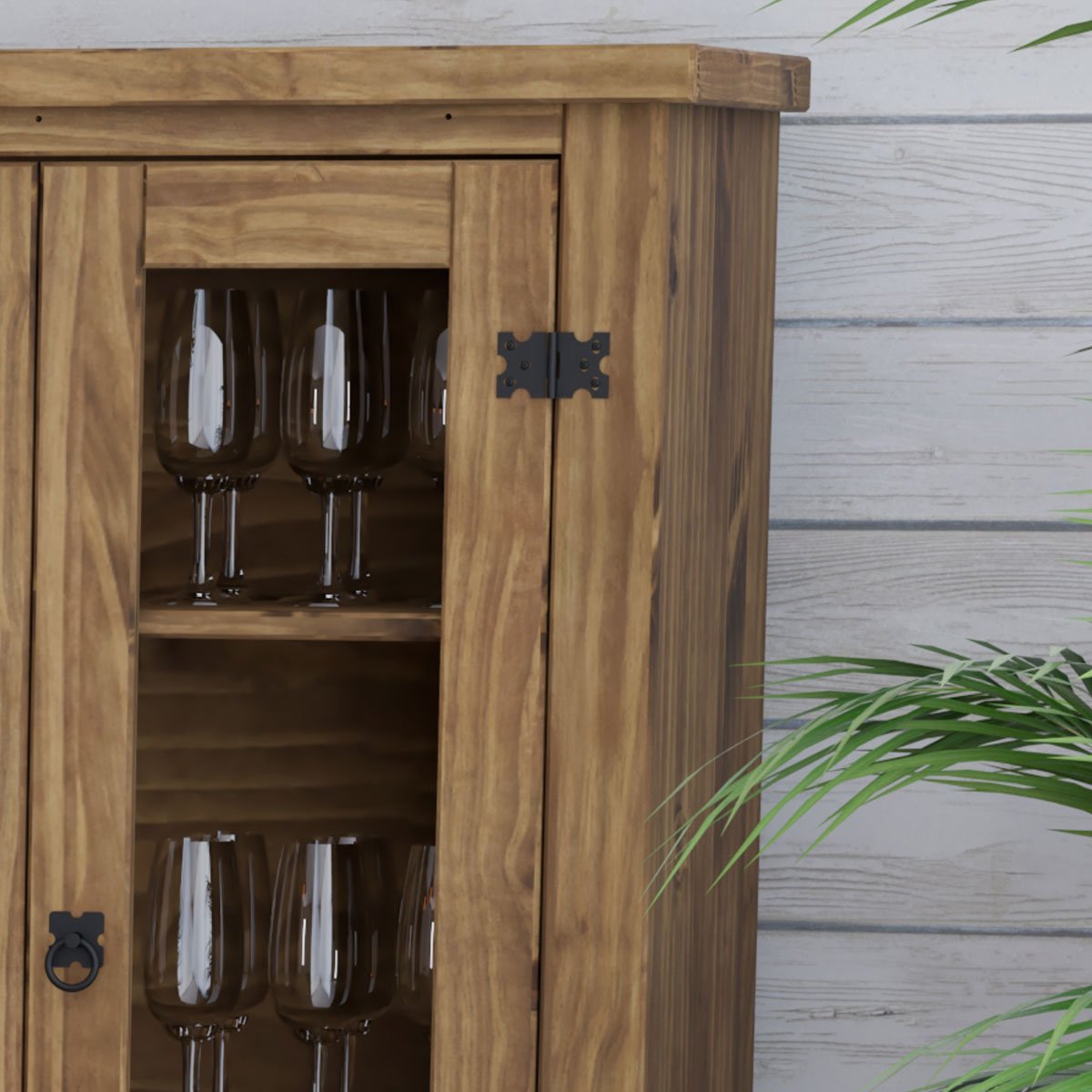 Estante Cristaleira 4 Portas com Vidro e Pés  Rustic Line Cera